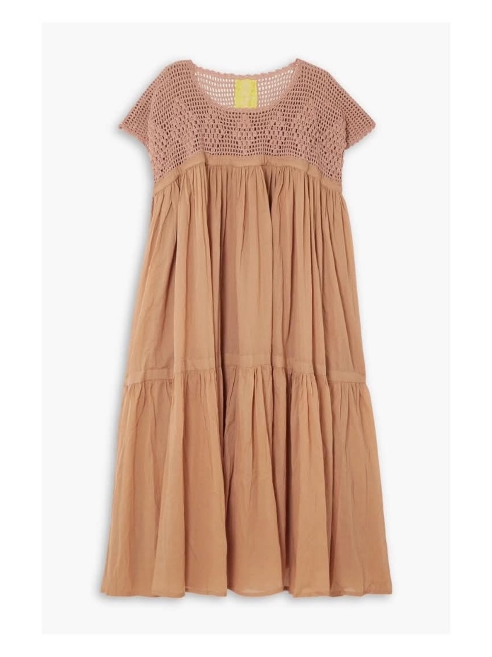 Bohemian Cotton Crochet Tiered Midi Dress